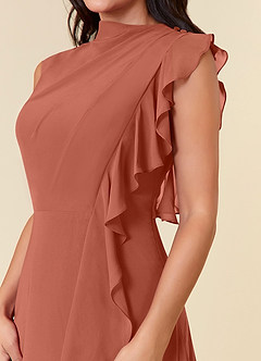 Azazie Narine Vestidos para mãe da noiva Vestido Argila de Chiffon de Linha A com Plissado image5