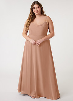 Azazie Daenerys Brautjungfernkleider A-Linie Kutte Chiffon Kleid Champagner Rosa image8