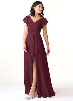 Azazie Omari Vestidos de madrinha de casamento Vestido Cabernet de Chiffon de Linha A image4