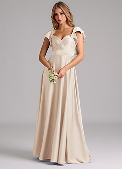 Azazie Leilani Bridesmaid Dresses White Alabaster A-Line Ruched Stretch Satin Dress image7