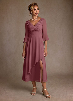 Azazie Aerynne Mother of the Bride Dresses Desert Rose A-Line Pleated Chiffon Dress image4