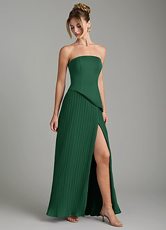 Azazie Tierney Vestidos de damas de honor Vestido Verde Oscuro de Gasa de Línea A Convertible con Palabra de honor image6