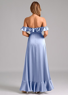 Azazie Lyra Bridesmaid Dresses Ice A-Line Off the Shoulder Stretch Satin Convertible Dress image6
