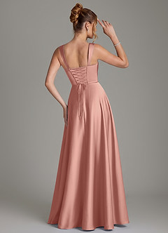 Azazie Azaria Brautjungfernkleider A-Linie Korsett Stretch-Satin Kleid Rosettenrosa image5