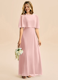 Azazie Maris Junior Robe Trapèze en Mousseline de soie Rose Poudré image6