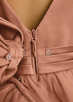 Azazie Lior Robe Demoiselle D'honneur Fillette Robe Princesse en Tulle Plissée Bronze image9