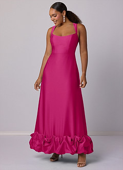 Barbie ♥ Azazie Final Sale Bermuda A-Line with Pockets Stretch Satin Dress image8