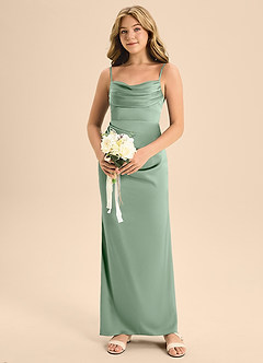 Azazie Mai Junior Agave A-Line Sweetheart Neckline Stretch Satin Dress image4