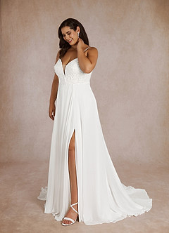 Azazie Nova Wedding Dresses Diamond White A-Line Sequins Chiffon Dress image14
