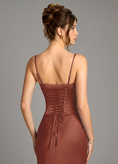 Azazie Reverie Brautjungfernkleider Meerjungfrau-Linie Korsett Stretch-Satin Kleid Rotbraun image6