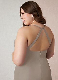 Azazie Becca Abiti da Damigella Abito Tubino in Chiffon con Scollo a V Taupe image11