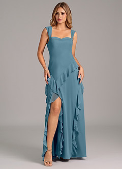 Azazie Sloane 신부 들러리 드레스 A라인 스윗하트 네크라인 쉬폰 바닥 길이 드레스 image1