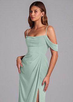 Azazie Johana Bridesmaid Dresses Agave Mermaid Off the Shoulder Chiffon Convertible Dress image5