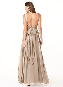 Azazie Dionne Final Sale Taupe A-Line Corset Chiffon Dress image2