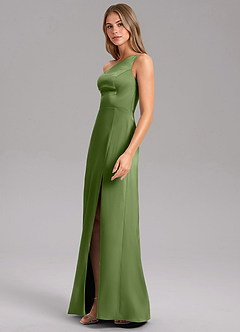 Azazie Feby Brautjungfernkleider A-Linie One-Shoulder Stretch-Satin Kleid Wacholder image4