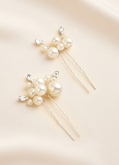 front Pearl Bead Clusters U-Shaped Hairpin Set