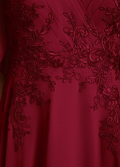 Azazie Tilda Mère de la mariée Robes Robe Trapèze en Mousseline de soie Dentelle Bourgogne image6