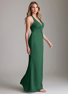 Azazie Valerie Bridesmaid Dresses Dark Green Mermaid Pleated Chiffon Dress image4