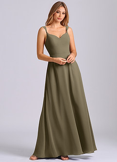 Azazie Beatrice Robes de demoiselle d'honneur Robe Trapèze en Mousseline de soie Encolure en Forme de Cœur Vert Saule image4