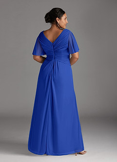 Azazie Emmeline Mother of the Bride Dresses Royal Blue A-Line V-Neck Pleated Mesh Dress image8