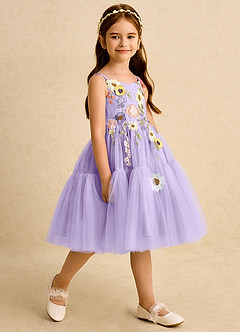 Azazie Osea vestidos de niña de las flores Vestido de Lila de Tul de Princesa con Plisado image5
