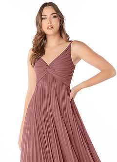 Azazie Raychelle Bridesmaid Dresses Desert Rose A-Line V-Neck Chiffon Dress image5