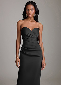 Azazie Sonora Suknie dla druhen Osłona Bez ramiączek Satyna elastyczna Do ziemi Sukienka image5