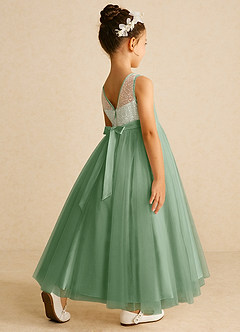Azazie Tay Flower Girl Dresses Matcha A-Line Sequins Tulle Dress image5