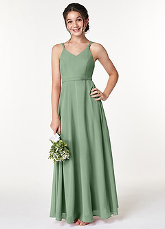 Azazie Janine Junior Blue Jay A-Line Chiffon Dress image1