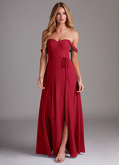 Azazie Aaron Final Sale Scarlet A-Line Off the Shoulder Chiffon Convertible Dress image4