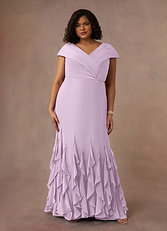 Azazie Bailora Mother of the Bride Dresses Frosted Lilac Mermaid Ruched Chiffon Dress image6