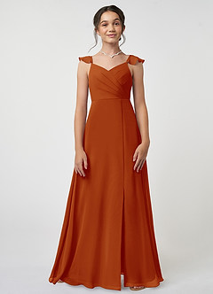 Azazie Amada Junior Paprika A-Line Ruched Chiffon Dress image1