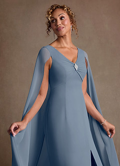 Azazie Boudica 신부의 어머니 드레스 A라인 주름진 쉬폰 플로어 길이 드레스 image5