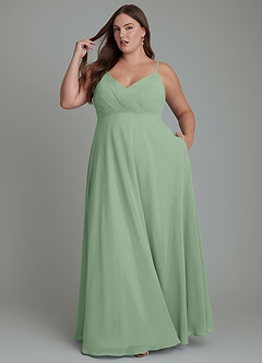 Azazie Amani Bridesmaid Dresses Matcha A-Line Pleated Chiffon Dress image9