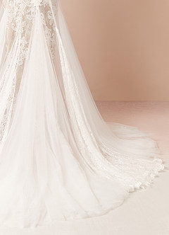 Azazie Mireya Wedding Dresses Diamond White Nude Sheath Sequins Tulle Dress image10