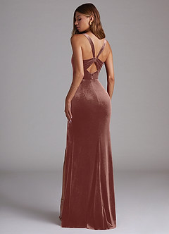Azazie Mero Bridesmaid Dresses Rustic Rose Sheath Pleated Velvet Dress image5