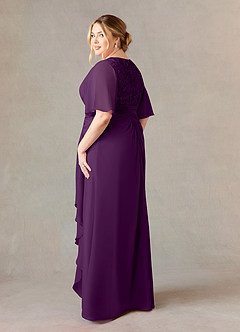 Azazie Carson Mother of the Bride Dresses Grape A-Line V-Neck Lace Chiffon Dress image9