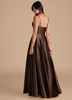 Azazie Elle Bridesmaid Dresses Ganache A-Line with Pockets Metallic Satin Dress image8