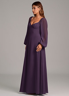 Azazie Annistyn Brudtärnklänningar Klänning av A-Linje i Chiffong Långärmad Plommon image6