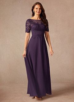 Azazie Raissa Abiti per la Madre della Sposa Abito A-Line in Chiffon Pizzo Prugna image6