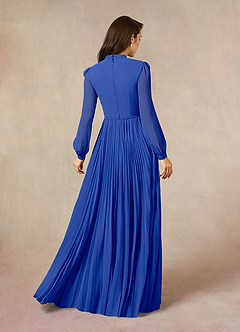 Azazie Adellah Mother of the Bride Dresses Royal Blue A-Line Pleated Chiffon Dress image3