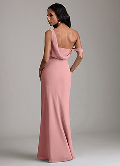 Azazie Madelyn Bridesmaid Dresses Dusty Rose Mermaid One Shoulder Chiffon Convertible Dress image2