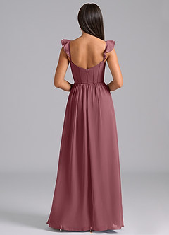 Azazie Denisse Brautjungfernkleider A-Linie Gestreift Chiffon Kleid Wüstenrose image2