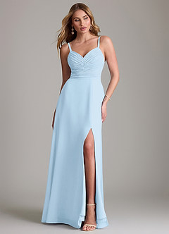 Azazie Terese Bridesmaid Dresses Sky Blue A-Line Pleated Chiffon Dress image1