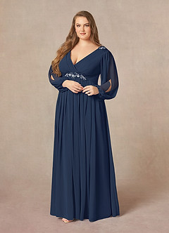 Azazie Gypsy Mother of the Bride Dresses Dark Navy A-Line V-Neck Sequins Chiffon Dress image10