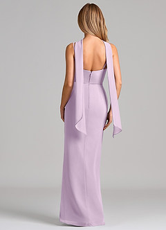 Azazie Calandra Bridesmaid Dresses Frosted Lilac Sheath Pleated Chiffon Dress image2