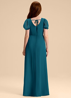 Azazie Priya Junior Abito A-Line in Chiffon Blusa Blu Inchiostro image2