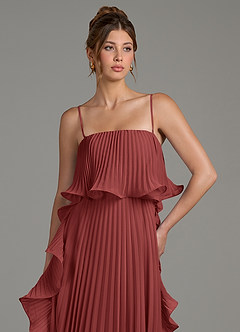 Azazie Alexia Bridesmaid Dresses Terracotta A-Line Ruched Chiffon Dress image2