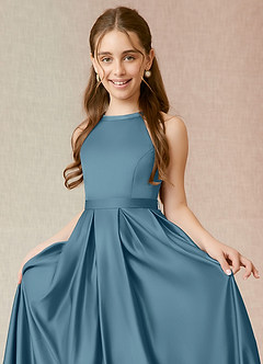 Azazie Arianthe Junior Bermuda A-Line with Pockets Stretch Satin Dress image5