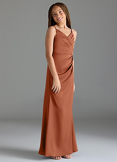 Azazie Maci Junior Cedar Rose Mermaid Pleated Stretch Satin Dress image4